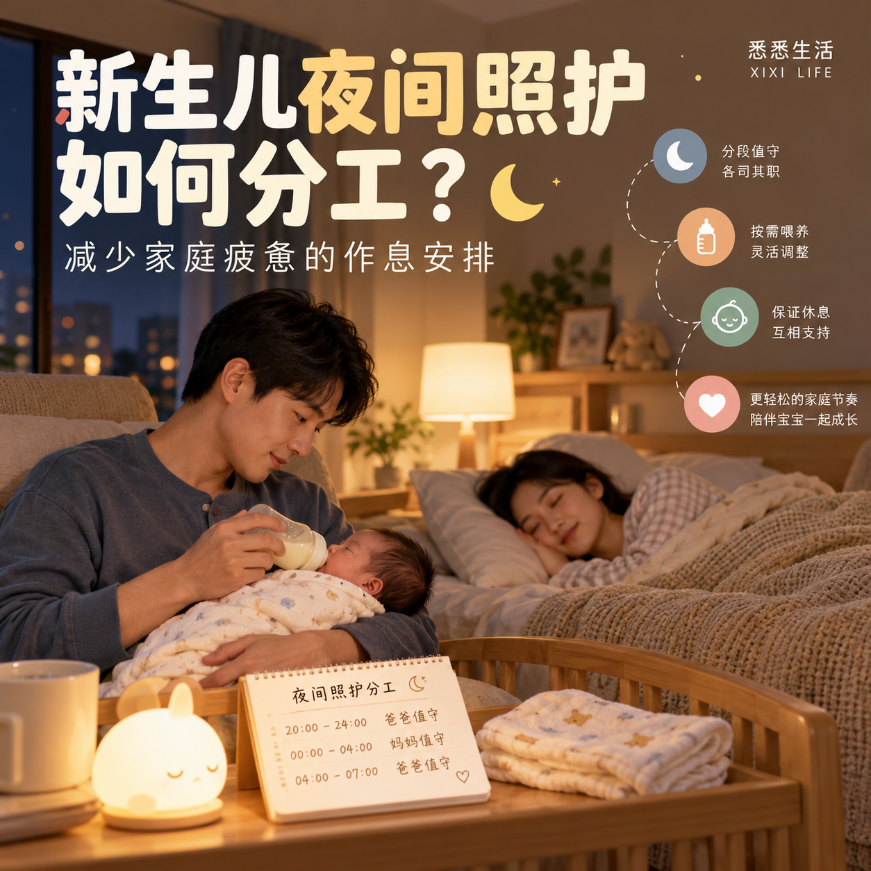新生儿夜间照护如何分工？减少家庭疲惫的作息安排