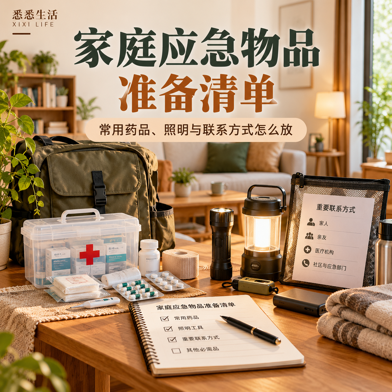 家庭应急物品准备清单：常用药品、照明与联系方式怎么放