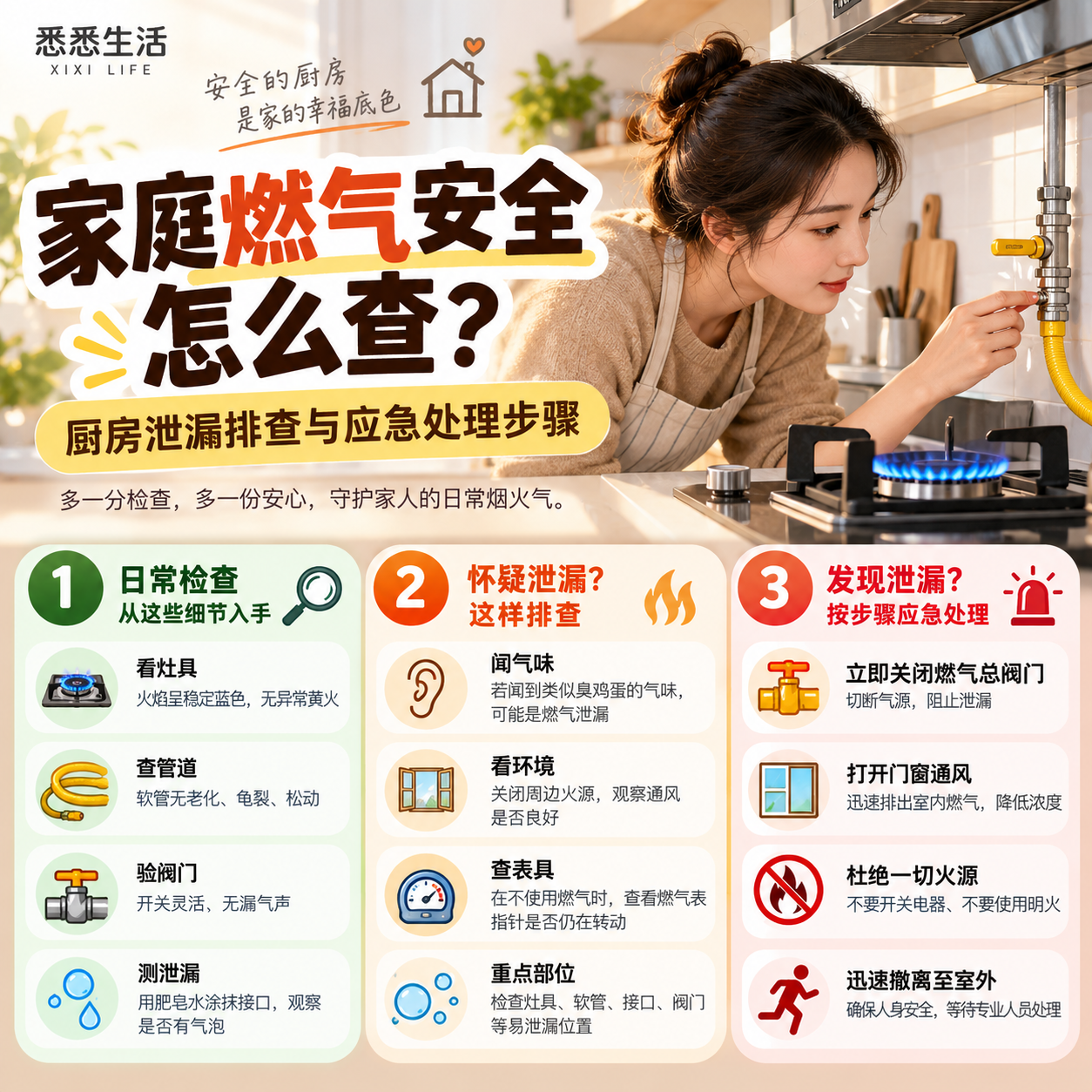 家庭燃气安全怎么查？厨房泄漏排查与应急处理步骤