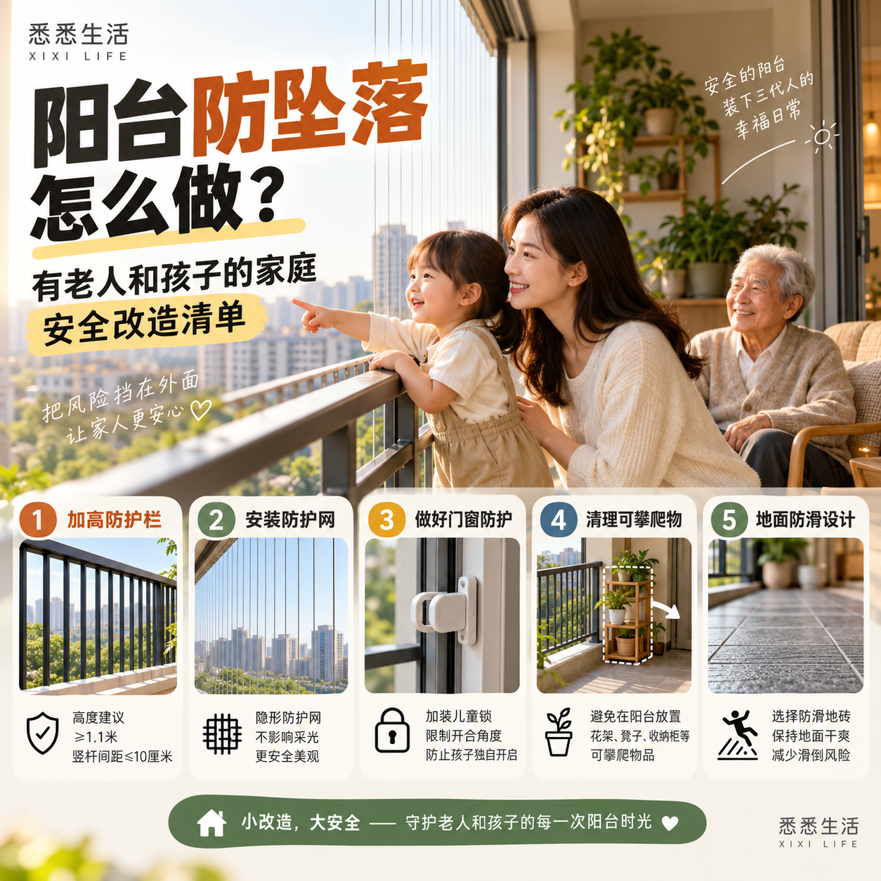 阳台防坠落怎么做？有老人和孩子的家庭安全改造清单