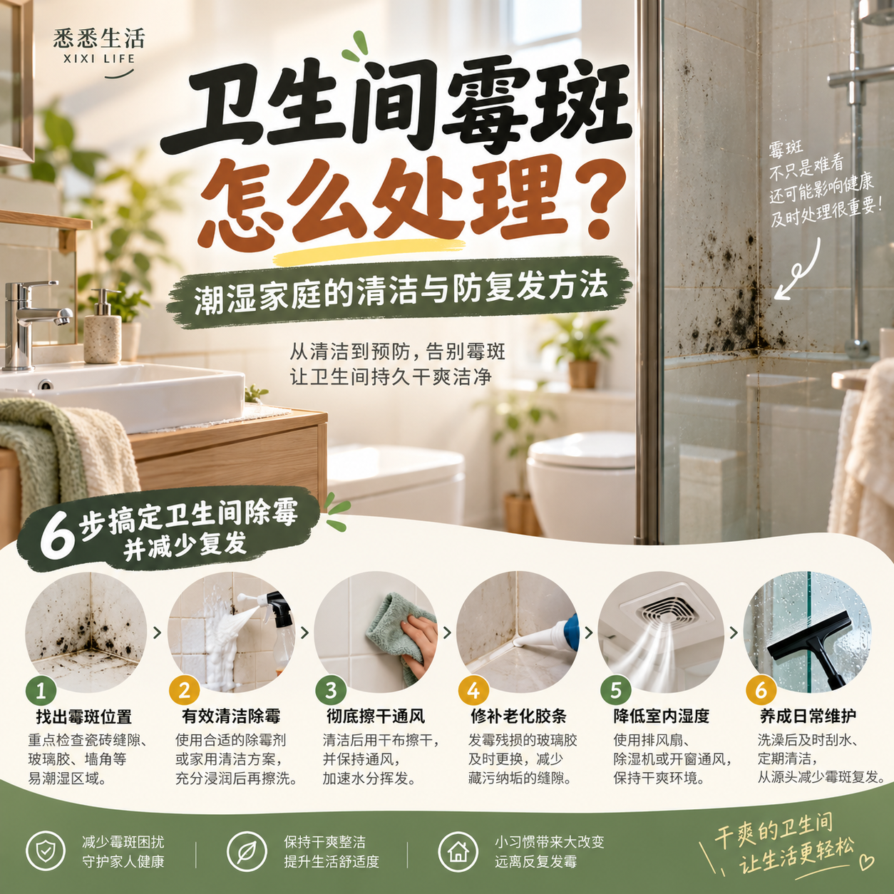 卫生间霉斑怎么处理？潮湿家庭的清洁与防复发方法