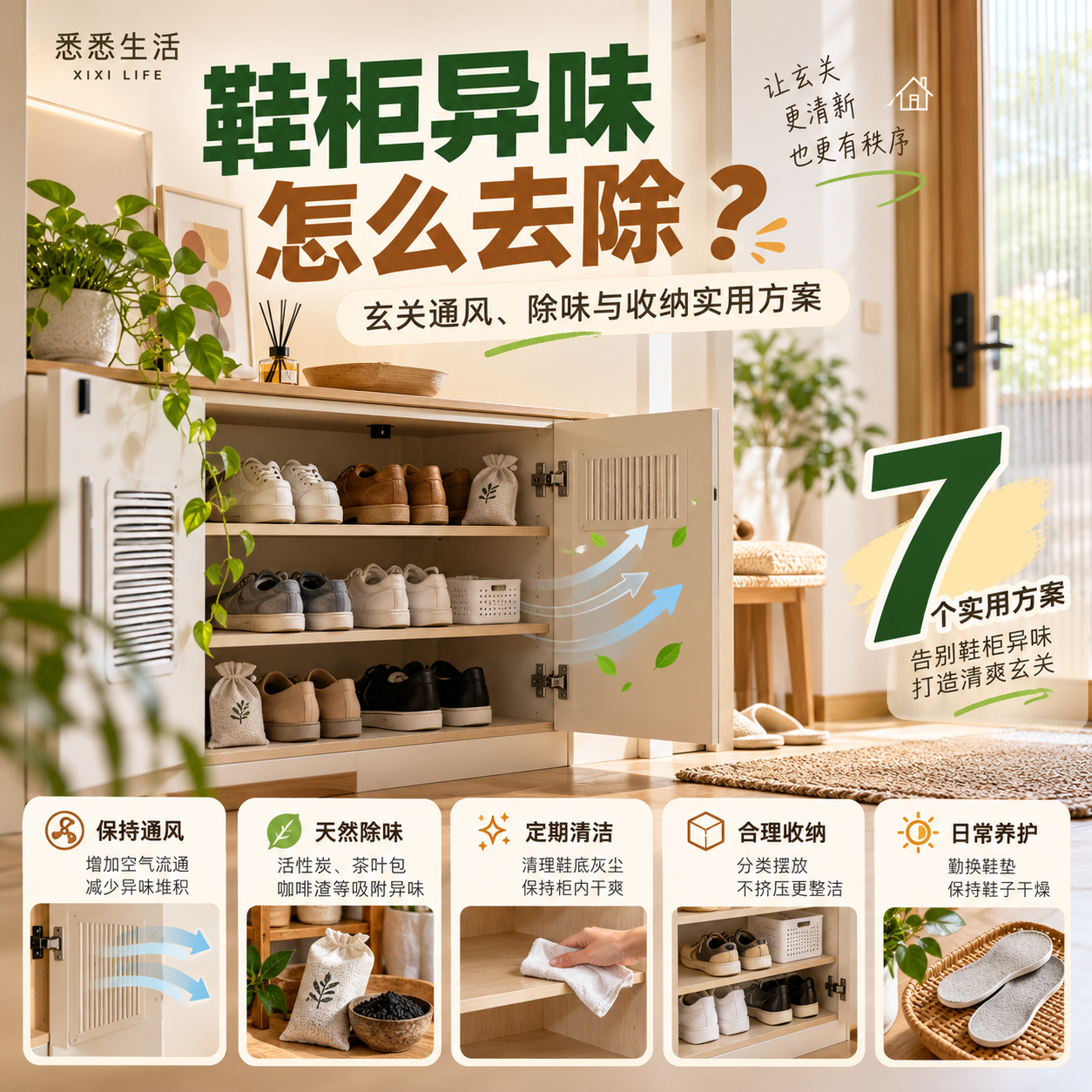 鞋柜异味怎么去除？玄关通风、除味与收纳实用方案