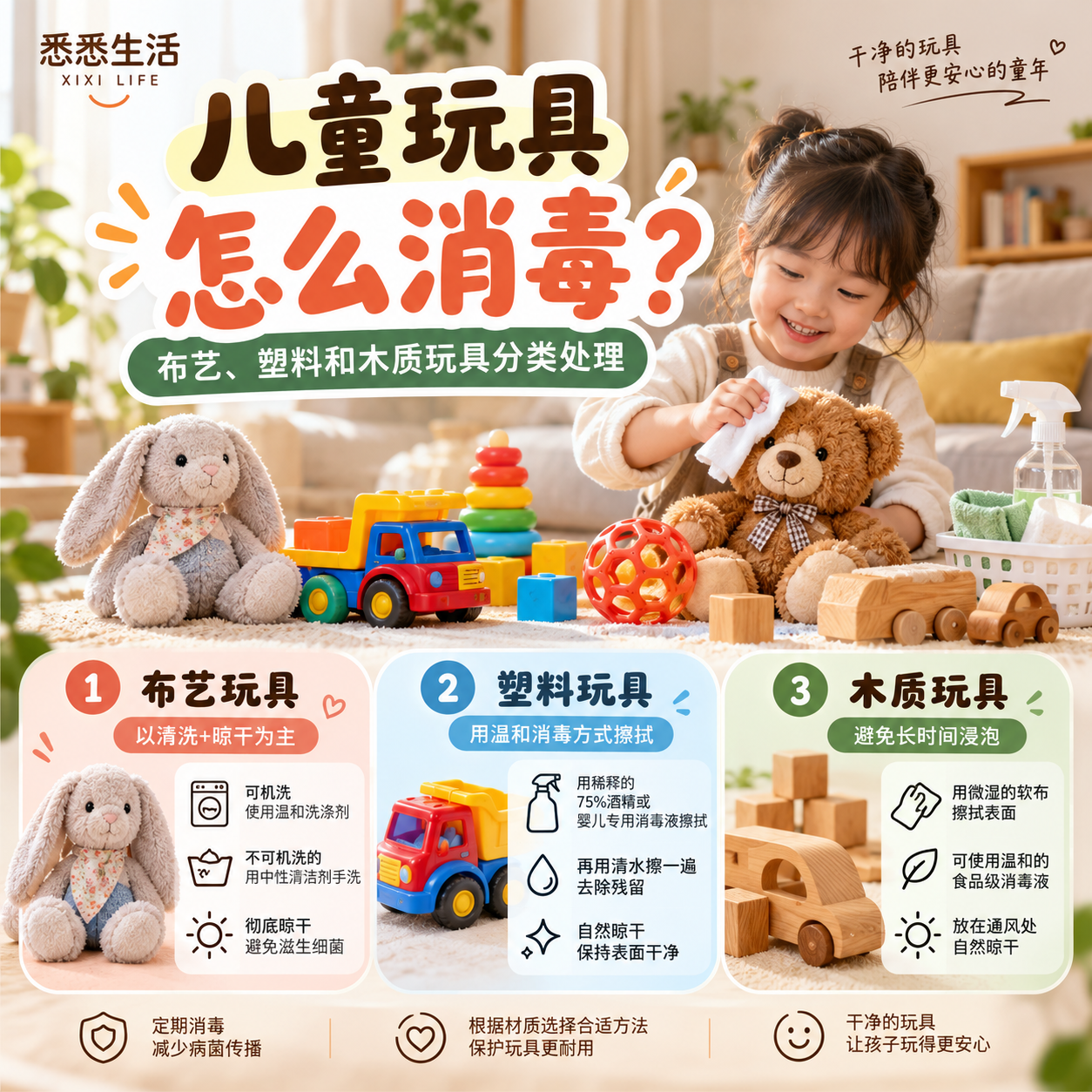 儿童玩具怎么消毒？布艺、塑料和木质玩具分类处理