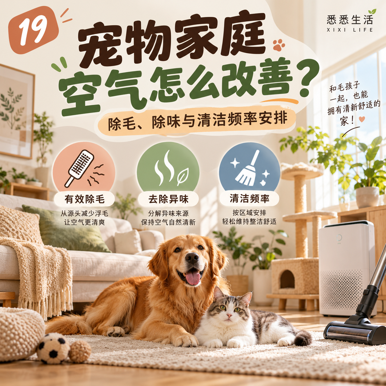 宠物家庭空气怎么改善？除毛、除味与清洁频率安排