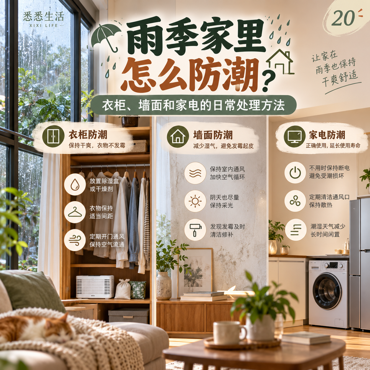 雨季家里怎么防潮？衣柜、墙面和家电的日常处理方法