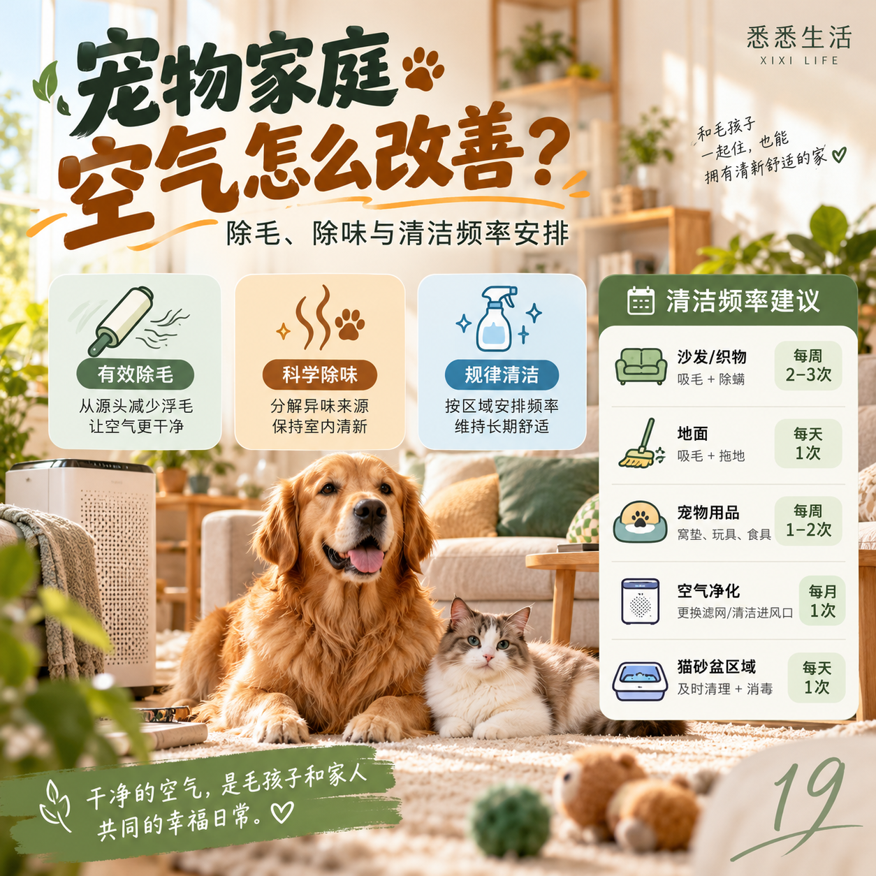 宠物家庭空气怎么改善？除毛、除味与清洁频率安排