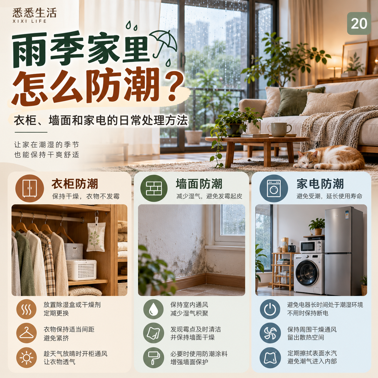 雨季家里怎么防潮？衣柜、墙面和家电的日常处理方法