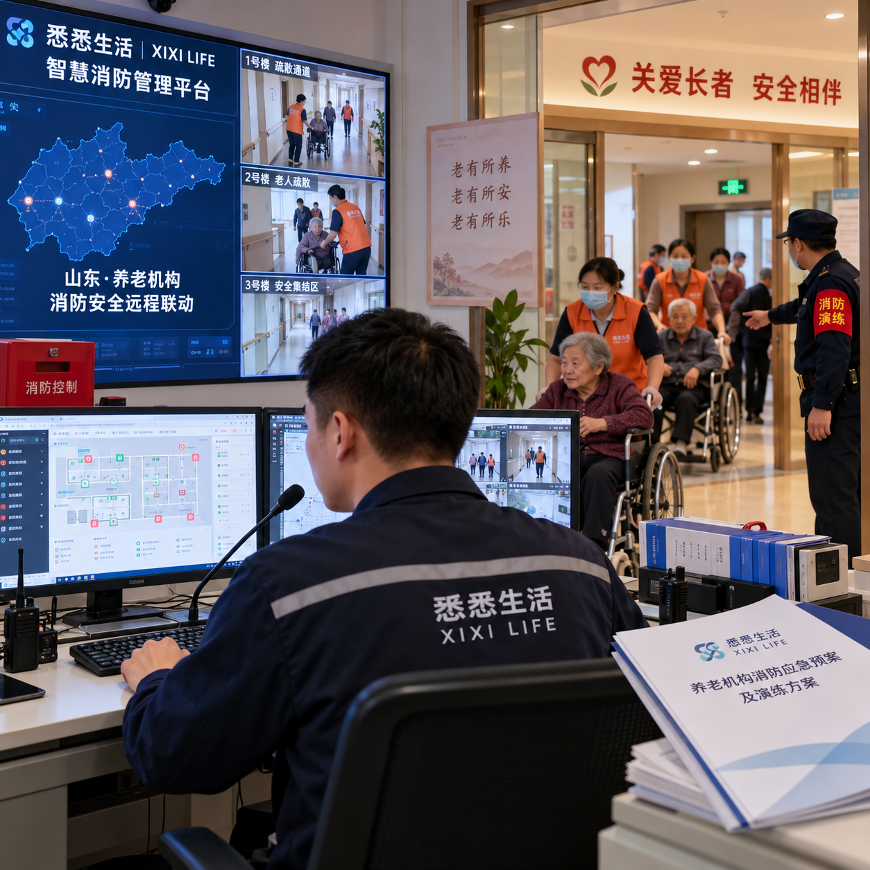 山东试点养老机构消防单人值守：远程联动怎样真正做到减人不减安全