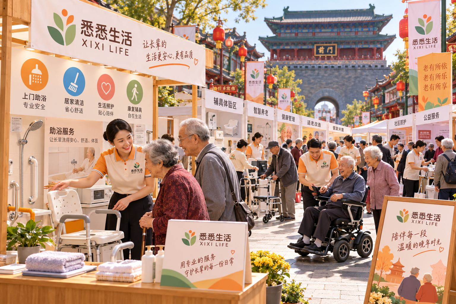 北京东城养老市集开在前门：20余个展位把助浴保洁陪诊服务与补贴政策送到老人身边