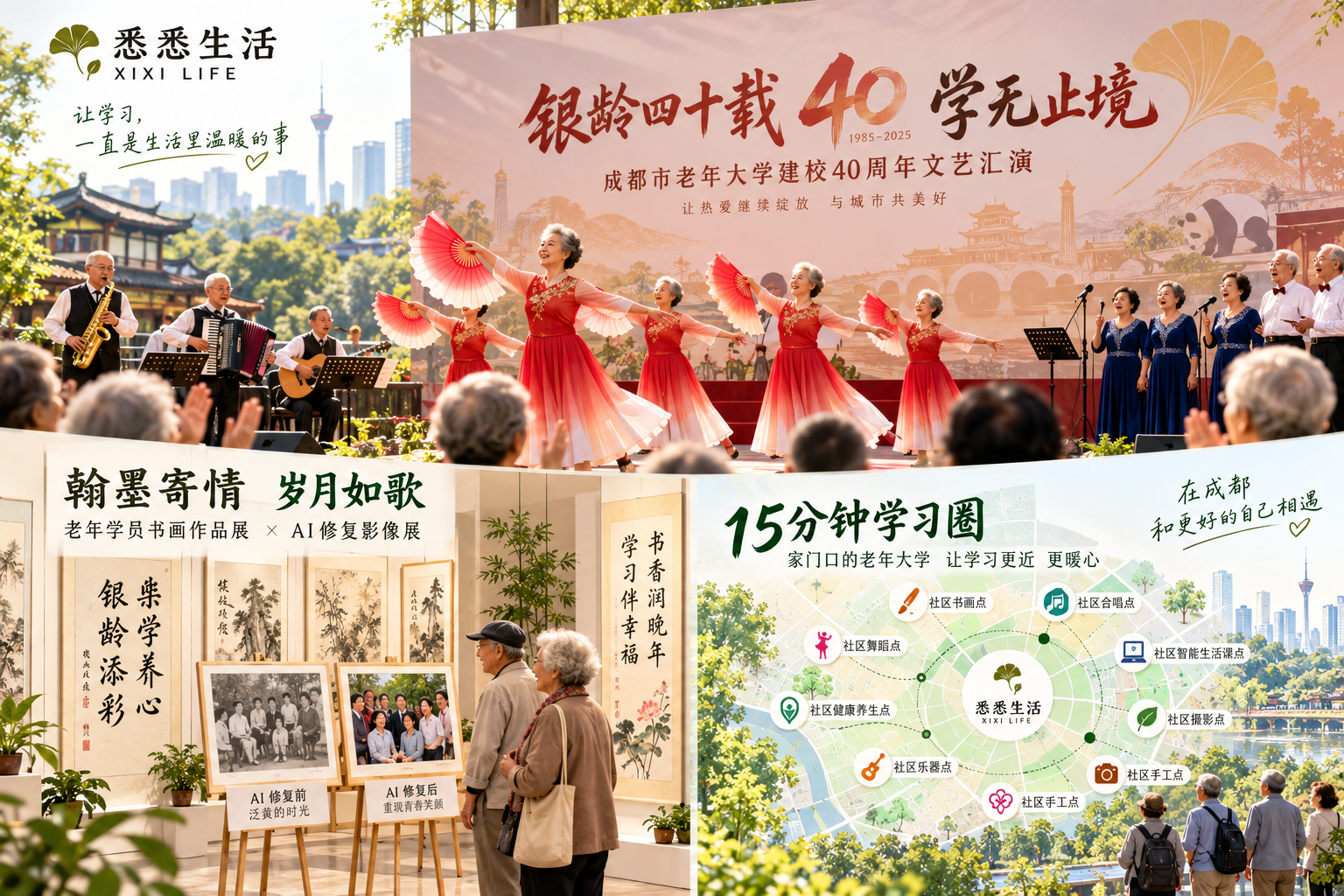 成都市老年大学建校40周年：一校多区N点格局成型，40多个教学点支撑15分钟学习圈